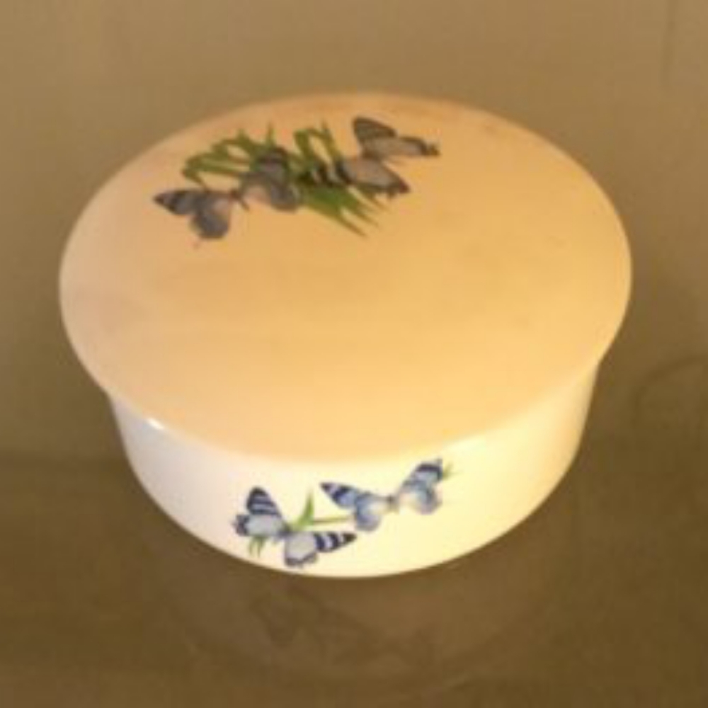Butterfly bowl with matching lid 7" wide 2 tall FTD + free gift 🎁